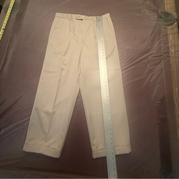 Greg Peters Men's Light Tan/Grey 100% Wool Dress Trousers Size 36 - Picture 7 of 8